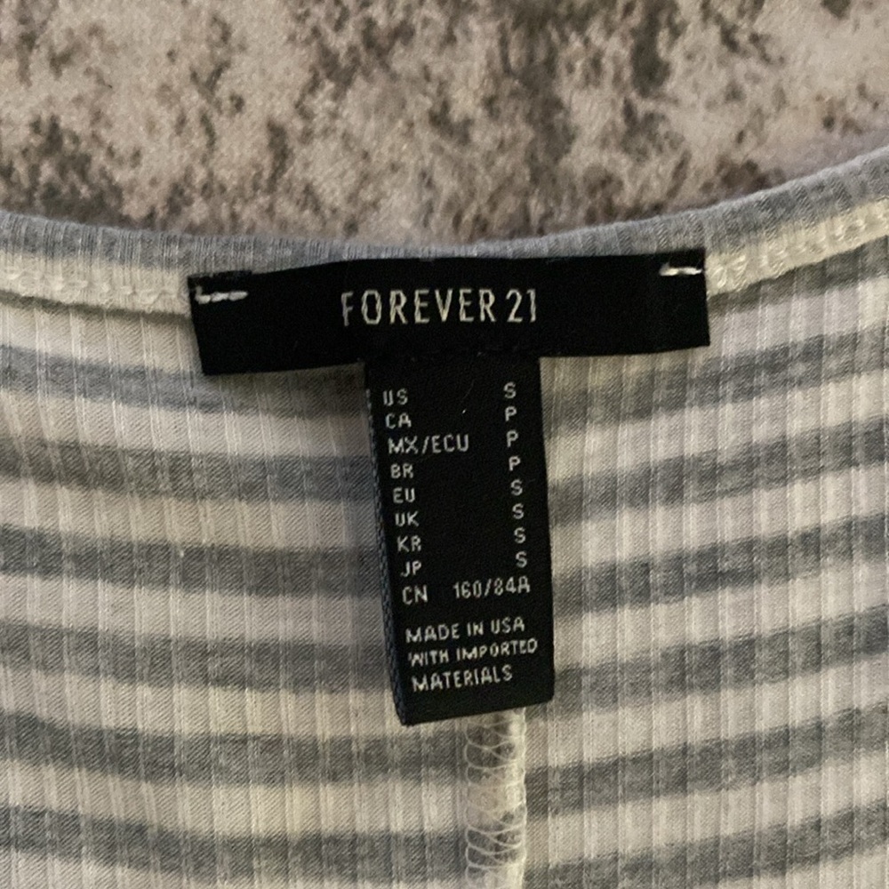 Forever 21 grey and white stripe shirt - Picture 2 of 5